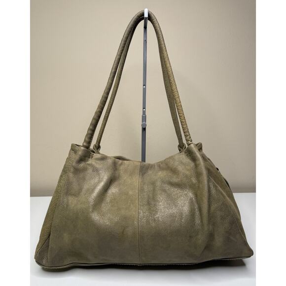 HOBO Handbags - HOBO Bag Satchel Metallic Sage Green Leather Dual Handle Magnet Close Lined Bag